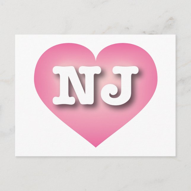 New Jersey Pink Fade Heart - I love NJ Postcard (Front)
