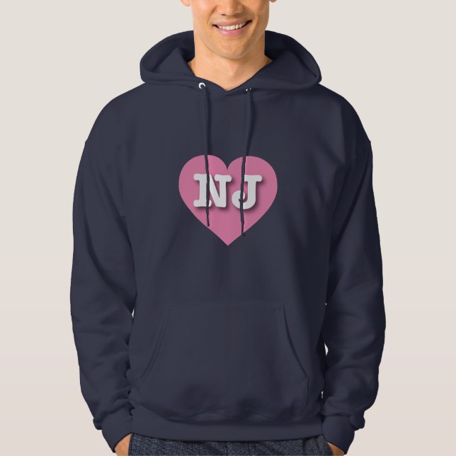 New Jersey Pink Heart - I love NJ Hoodie (Front)