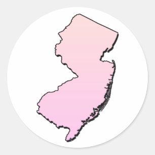 New Jersey Pink Outline Classic Round Sticker