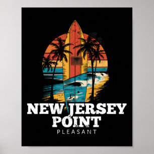 New Jersey Point Pleasant Surfboard Surfing Retro  Poster