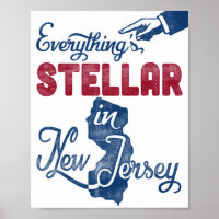 New Jersey Poster Funny Red White Blue State Print