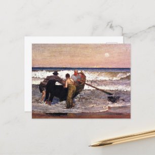 New Jersey, Pushing off the boat, fine art, Postcard