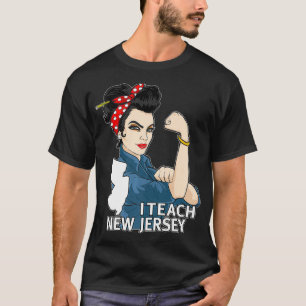 New Jersey Red For Ed Black Hair Strong Teacher Gi T-Shirt