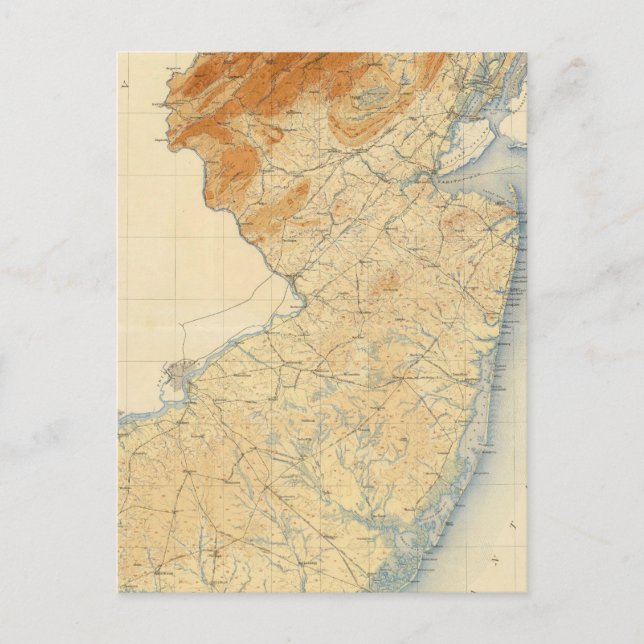New Jersey Relief Map Postcard (Front)