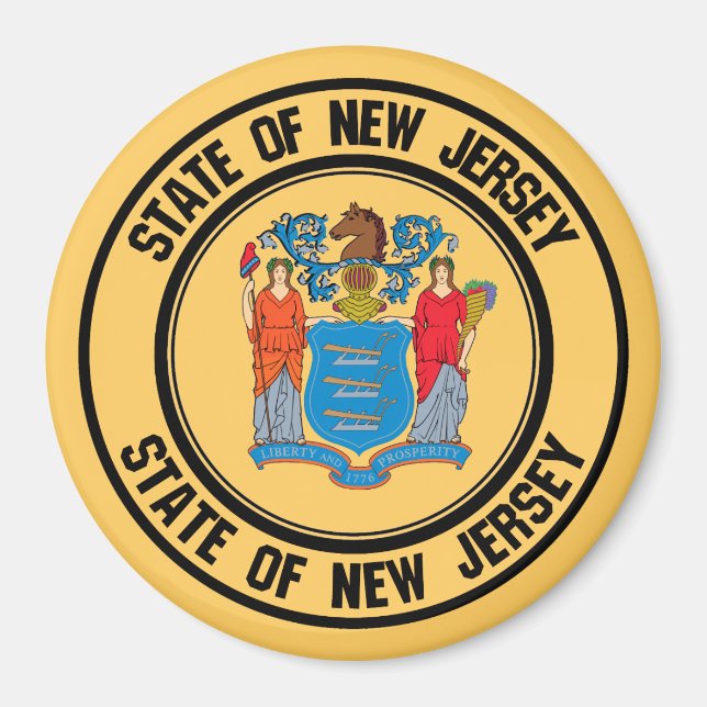 New Jersey Round Emblem Magnet (Front)