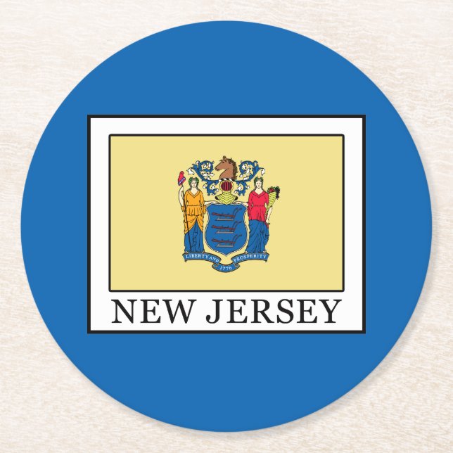 New Jersey Round Paper Coaster (Front)