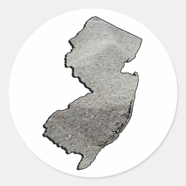 New Jersey Sandy State Outline Classic Round Sticker (Front)