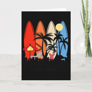 New Jersey Seaside Heights Retro Surfboard Vintage Card