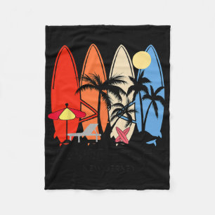 New Jersey Seaside Heights Retro Surfboard Vintage Fleece Blanket