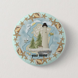 New Jersey Shells Lighthouse 6 Cm Round Badge