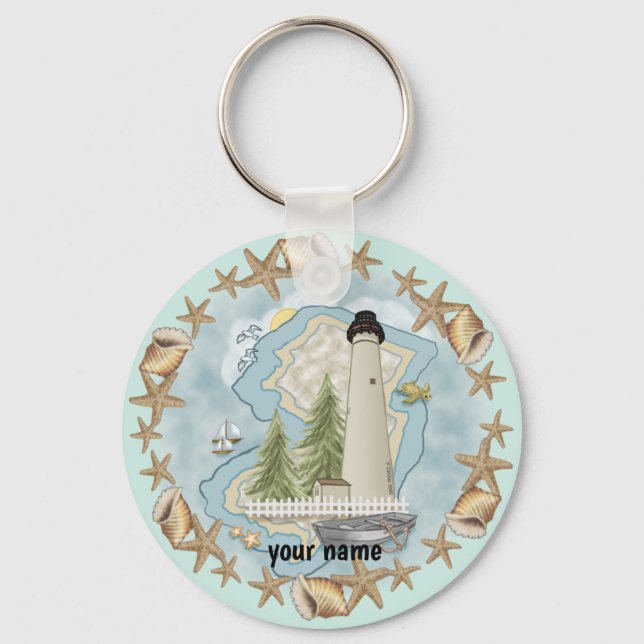 New Jersey Shells Lighthouse  Key Ring (Front)