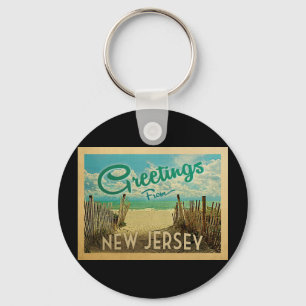 New Jersey Shore Beach Vintage Travel Key Ring