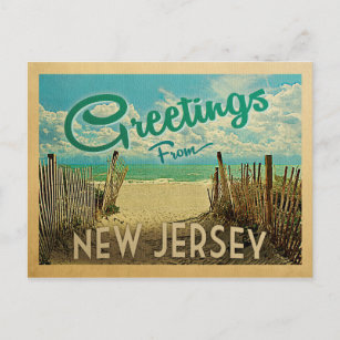 New Jersey Shore Beach Vintage Travel Postcard