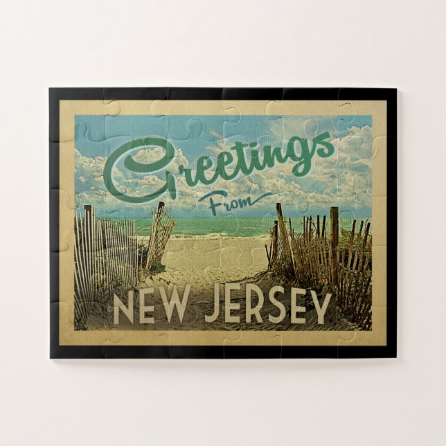 New Jersey Shore Jigsaw Puzzle Beach Vintage (Horizontal)