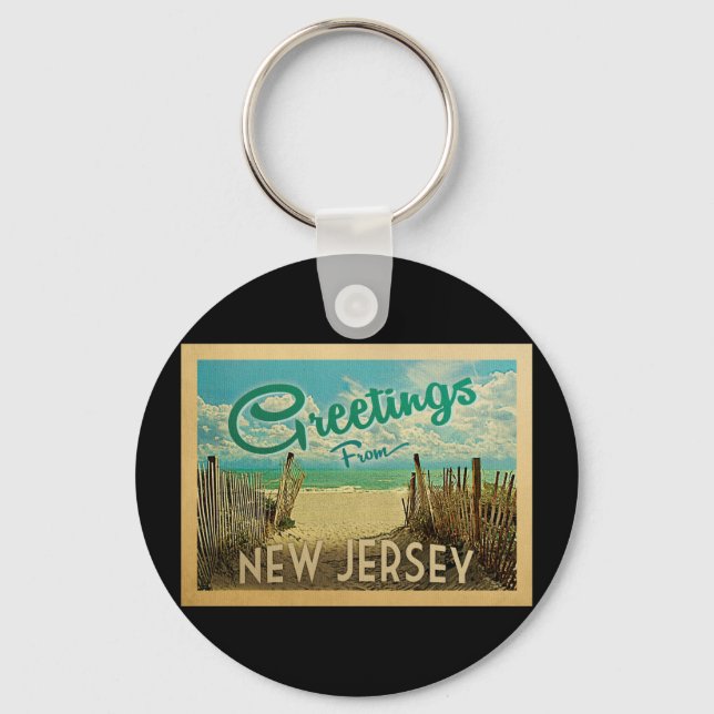 New Jersey Shore Keychain Beach Vintage (Front)
