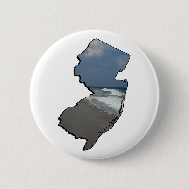 New Jersey Shore State Outline 6 Cm Round Badge (Front)