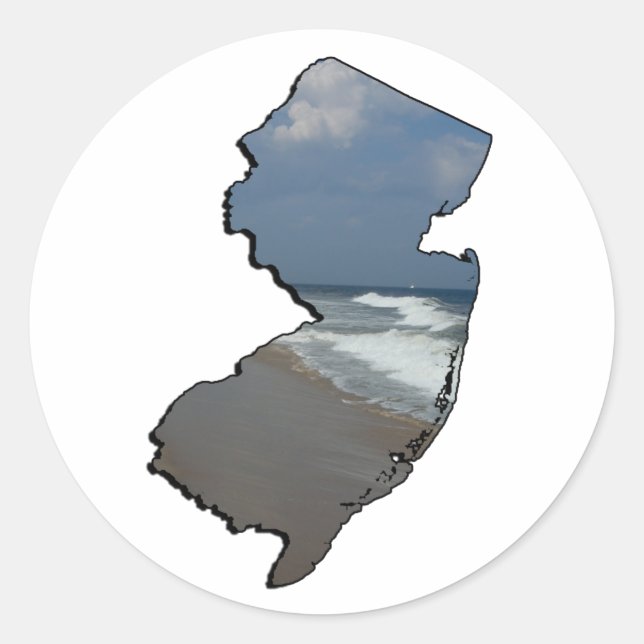 New Jersey Shore State Outline Classic Round Sticker (Front)