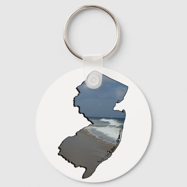 New Jersey Shore State Outline Key Ring (Front)