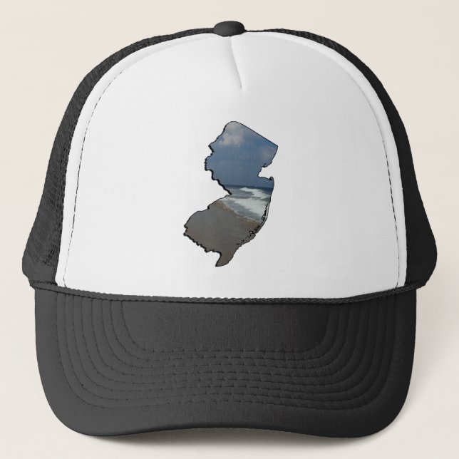 New Jersey Shore State Outline Trucker Hat (Front)