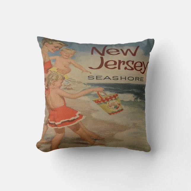new jersey shore vintage tourist vacation cushion (Front)