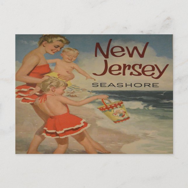 new jersey shore vintage tourist vacation postcard (Front)