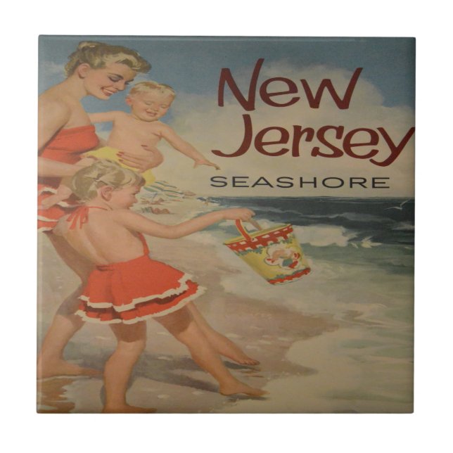 new jersey shore vintage tourist vacation  tile (Front)