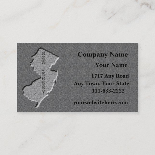 New Jersey State Business card  carved stone look (Front)