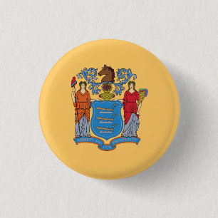 New Jersey State Flag 3 Cm Round Badge