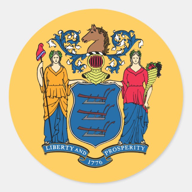 New Jersey State Flag Classic Round Sticker (Front)