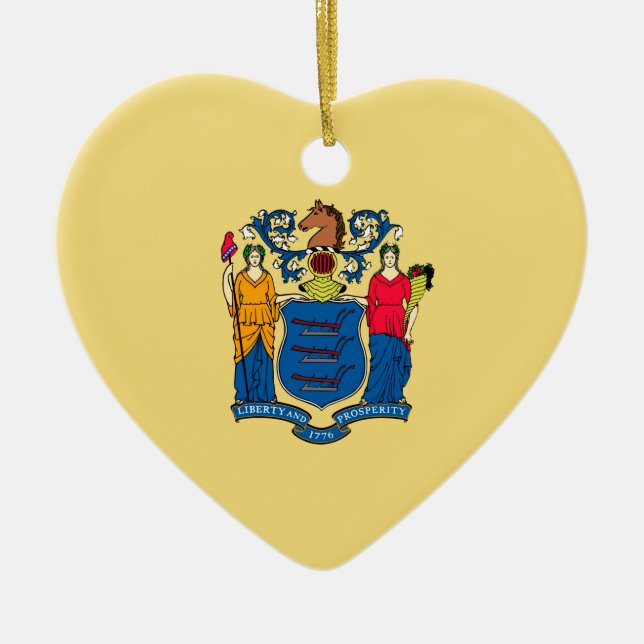 New Jersey State Flag Design Ceramic Tree Decoration (Front)