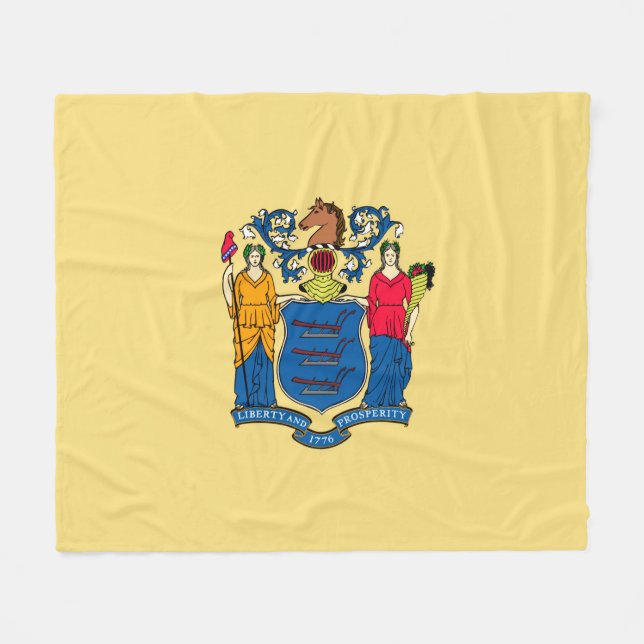 New Jersey State Flag Design Fleece Blanket (Front (Horizontal))