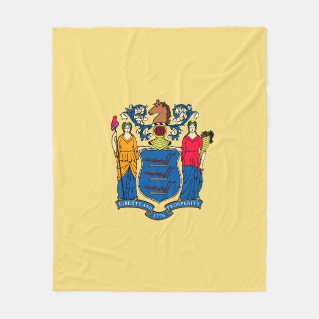 New Jersey State Flag Design Fleece Blanket (Front)