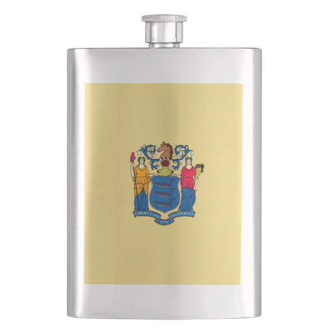 New Jersey State Flag Design Hip Flask (Front)