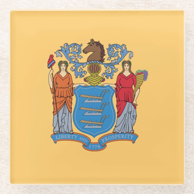 New Jersey State Flag Glass Coaster (Front)