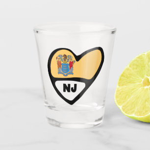 New Jersey State Flag In Heart, NJ Shot Glass