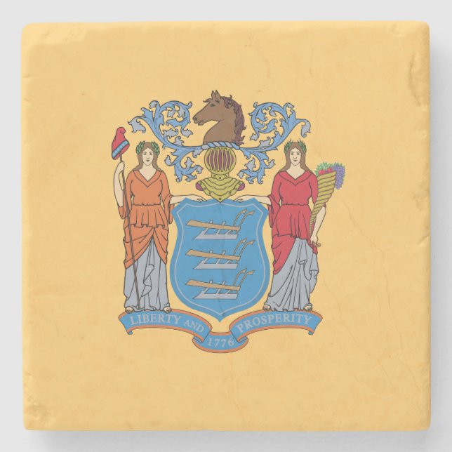 New Jersey State Flag Stone Coaster (Front)