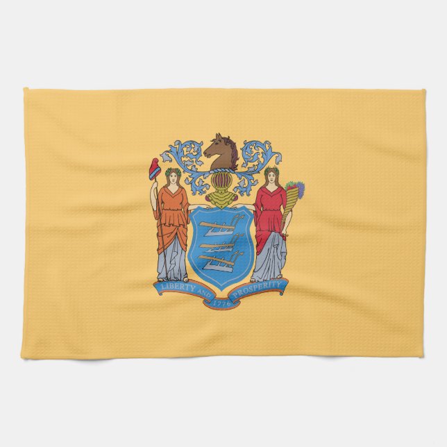 New Jersey State Flag Tea Towel (Horizontal)