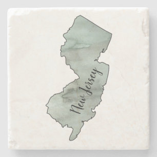 New Jersey State Illustration Stone Coaster