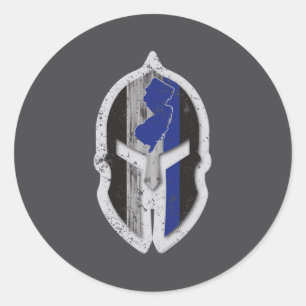 New Jersey State Lice Thin Blue Line Spartan _1 Classic Round Sticker