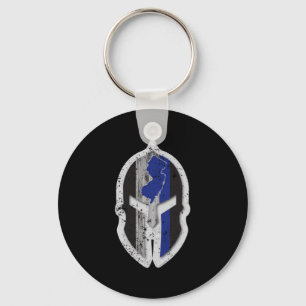New Jersey State Lice Thin Blue Line Spartan _1 Key Ring