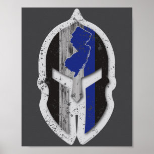New Jersey State Lice Thin Blue Line Spartan _1 Poster