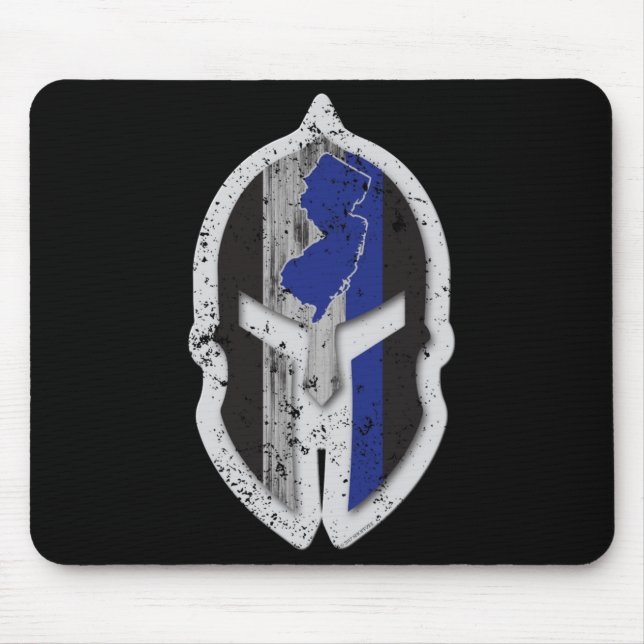 New Jersey State Lice Thin Blue Line Spartan  Mouse Mat (Front)
