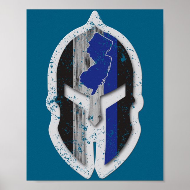 New Jersey State Lice Thin Blue Line Spartan  Poster (Front)