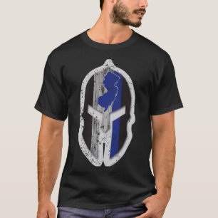 New Jersey State Lice Thin Blue Line Spartan T-Shirt