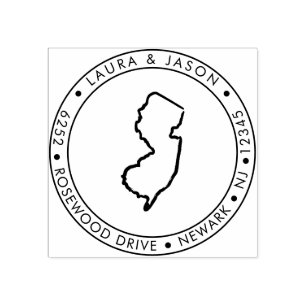 New Jersey State Map Return Address Wood Art Stamp