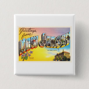 New Jersey State NJ Old Vintage Travel Postcard- 15 Cm Square Badge