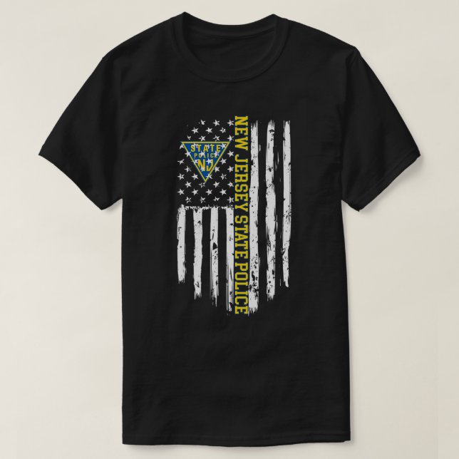 New Jersey State Police American Flag  T-Shirt (Design Front)
