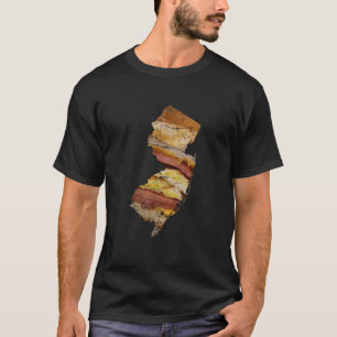 New Jersey State Pork Roll Bagel Distressed Foodie T-Shirt