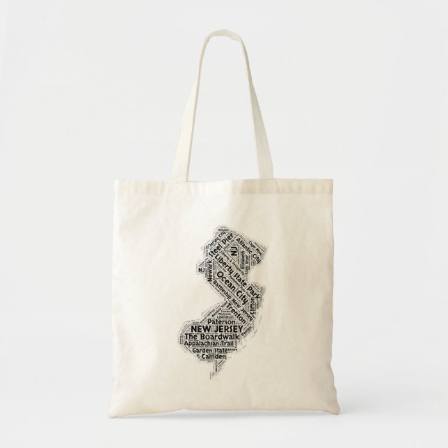 New Jersey State Word Cloud Tote Bag (Front)