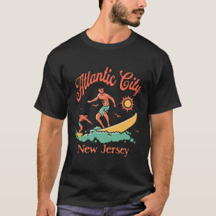 New Jersey Surfer Atlantic City Nj Surfing Beach V T-Shirt